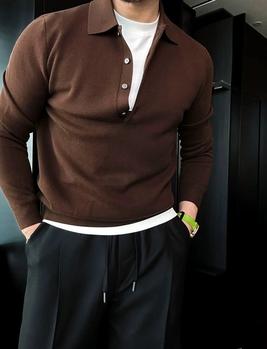 polo de punto de manga larga