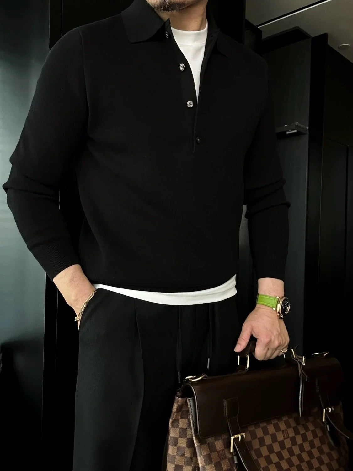 polo de punto de manga larga