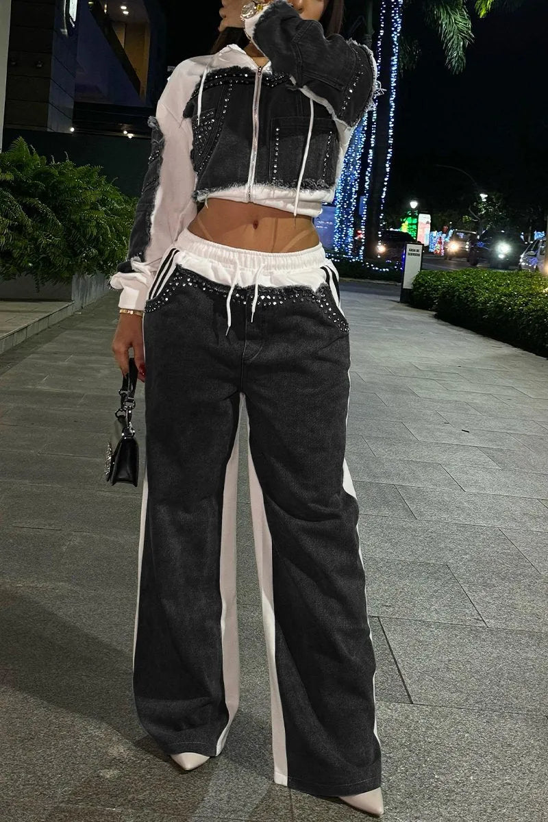 Conjunto Casual de Mezclilla y Brillos